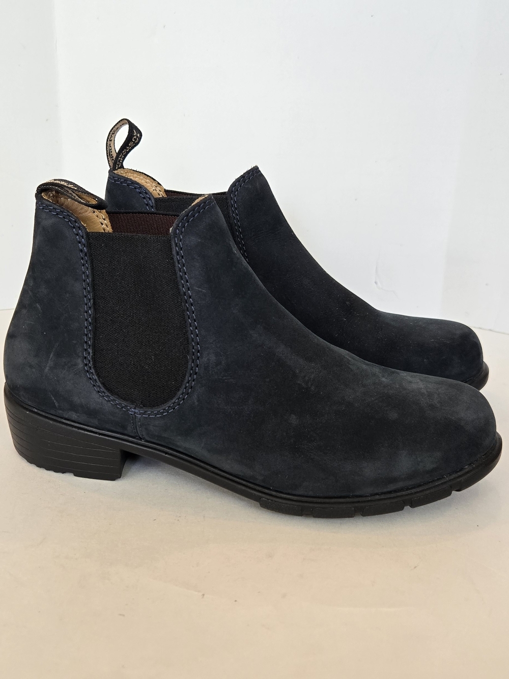 Blundstone Navy Suede Chelsea Booties with Elastic Panels